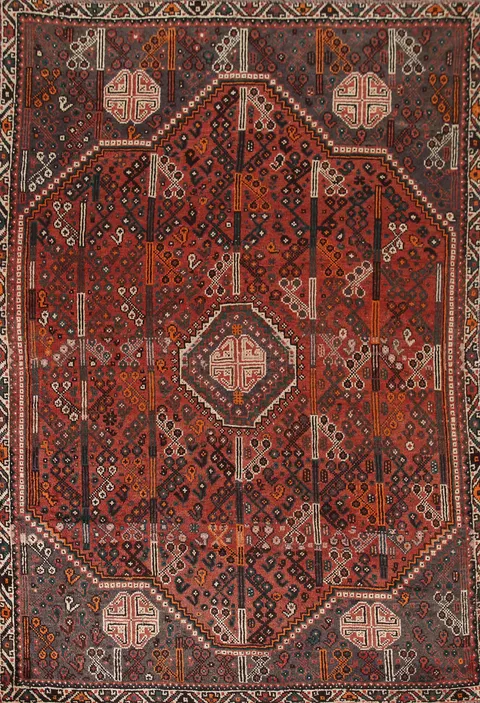 Geometric Qashqai Persian Area Rug 6x9