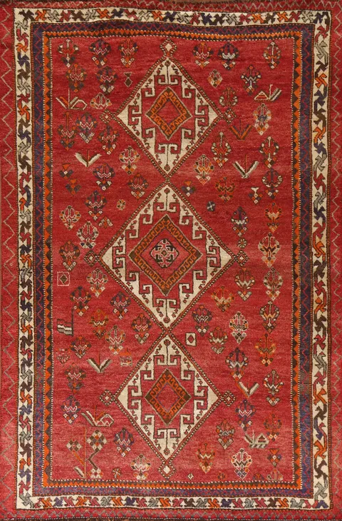 Tribal Red Shiraz Persian Area Rug 5x8