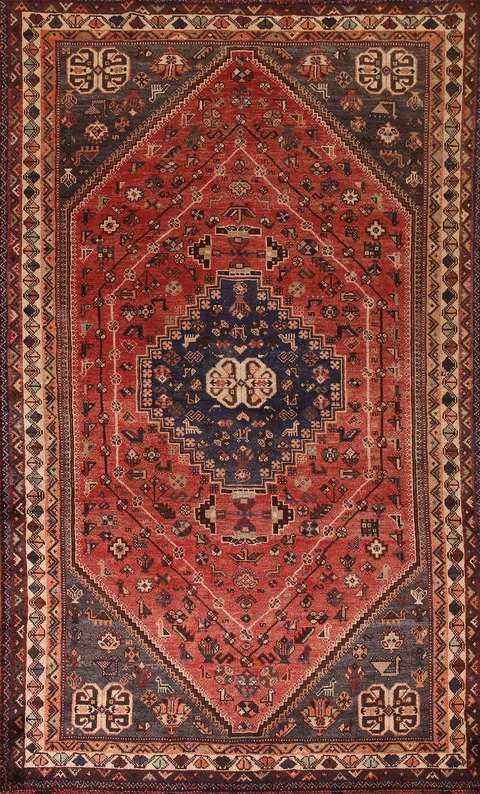 Tribal Vintage Shiraz Persian Area Rug 5x9
