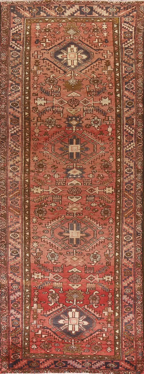 Vintage Wool Heriz Persian Runner Rug 4x11