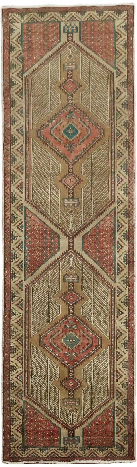 Vintage Traditional Geometric Persian Tribal Runner 11' 11'' x 3' 6''