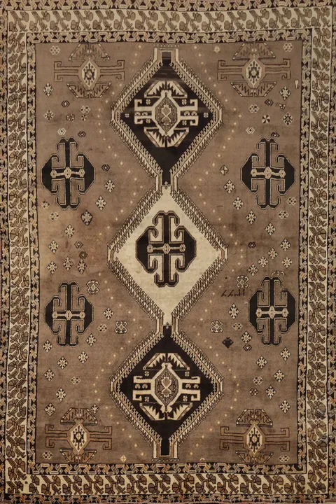 Brown Geometric Shiraz Persian Area Rug 7x10