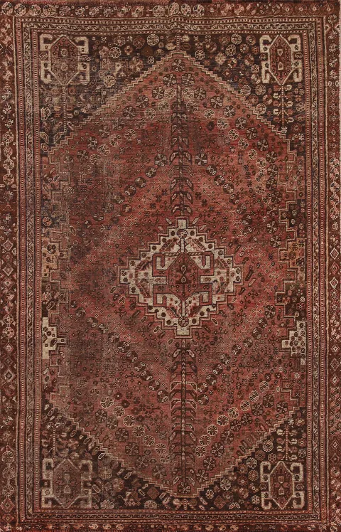 Antique Qashqai Persian Area Rug 5x8