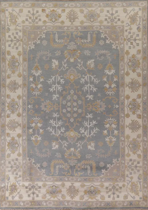 Gray Wool Oushak Indian Area Rug 9x12