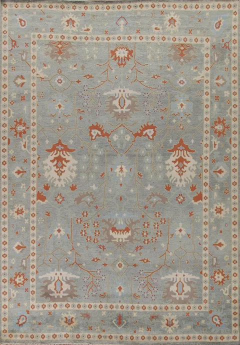 Gray Oushak Living Room Area Rug 9x12