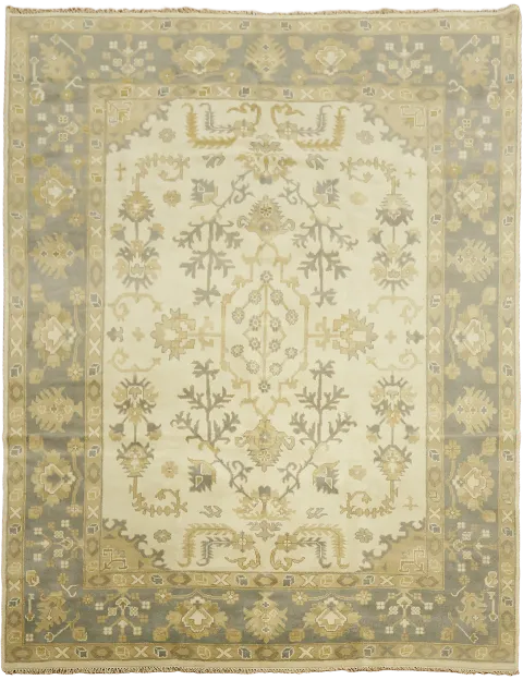 Timeless Persian Design Area Rug in Soft Ivory and Sage Tones 9x12