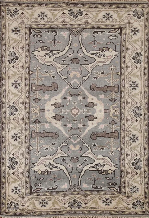Gray Wool Oushak Oriental Rug 4x6