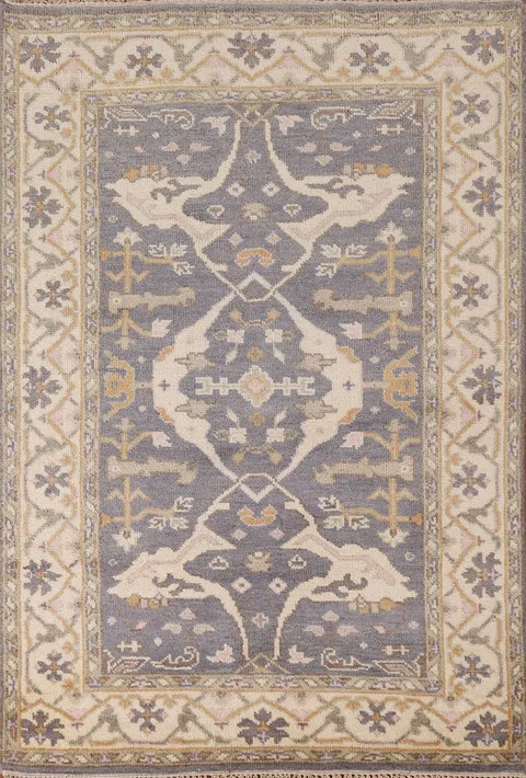Handmade Gray Oushak Oriental Rug 4x6