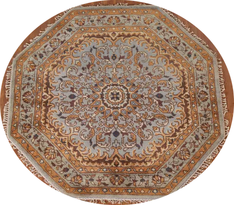 Handmade Heriz Serapi Indian Octagon Rug 6x6
