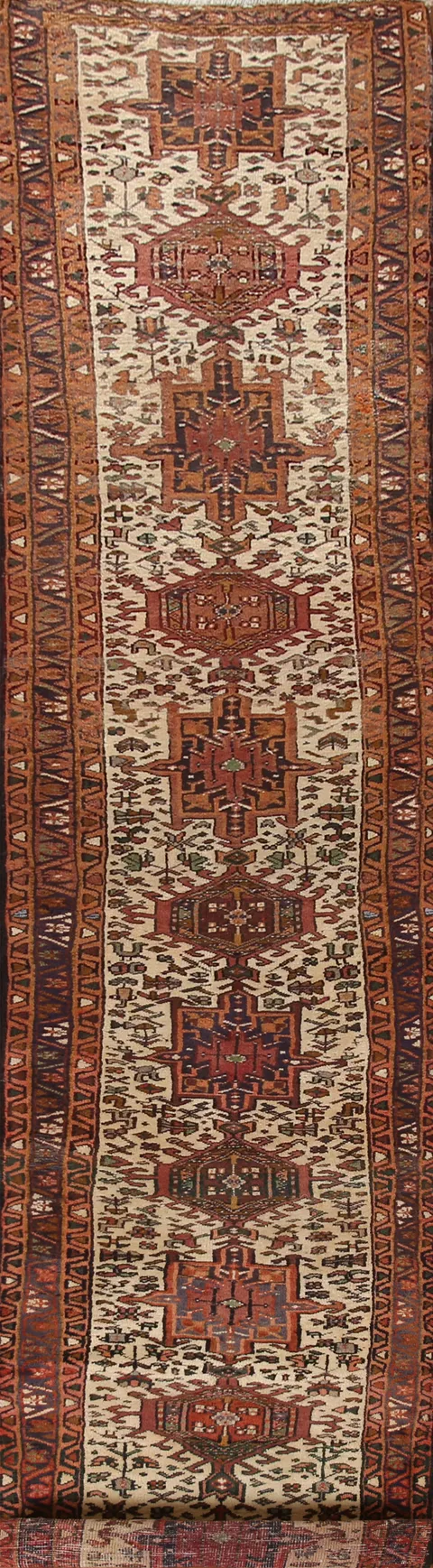Geometric Heriz Persian Runner Rug 3x13