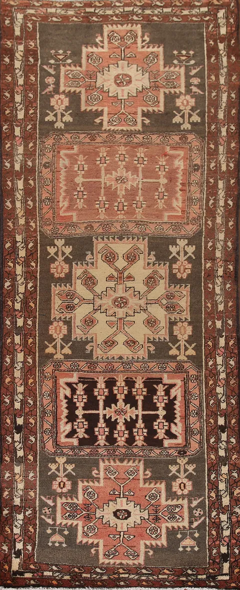 Tribal Wool Ardebil Persian Runner Rug 4x10