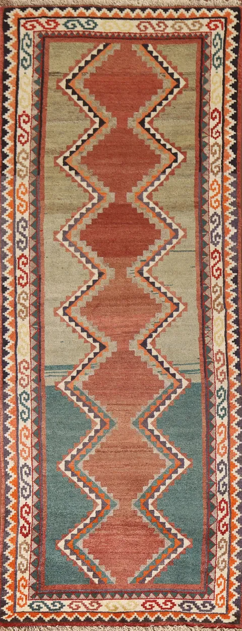 Geometric Gabbeh Persian Runner Rug 3x9