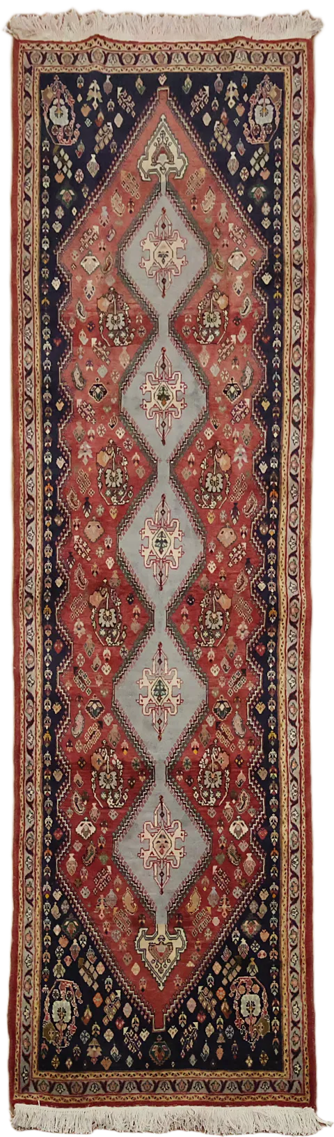 Vegetable Dye Vintage Tribal Abadeh Persian Runner Rug 3x9