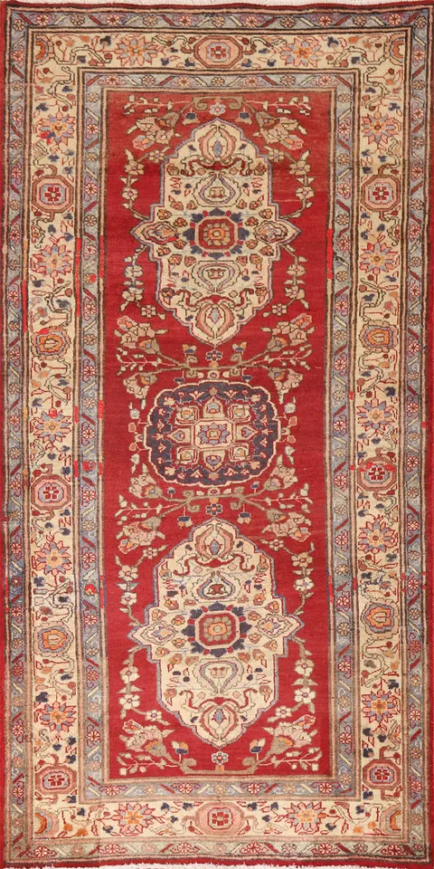 Handmade Red Tabriz Persian Runner Rug 3x7