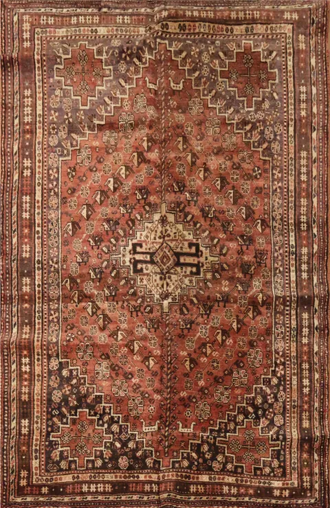 Vintage Wool Qashqai Persian Area Rug 5x8