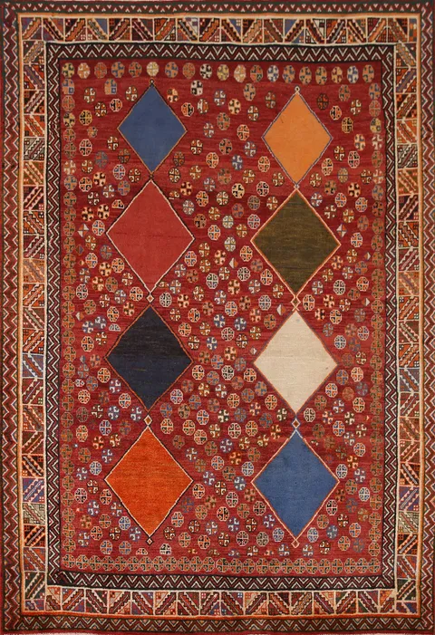 Geometric Shiraz Kashkoli Persian Area Rug 5x8