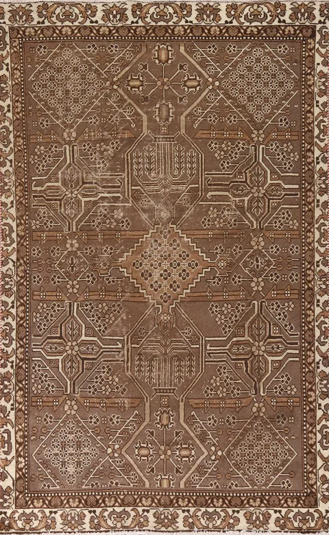 Brown Geometric Bakhtiari Persian Area Rug 6x9