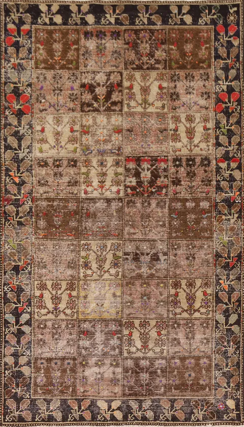 Antique Distressed Bakhtiari Persian Area Rug 5x9