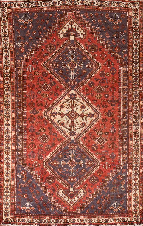 Tribal Vintage Qashqai Persian Area Rug 5x8