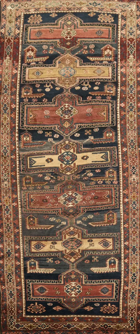 Navy Blue Meshkin Persian Runner Rug 4x10