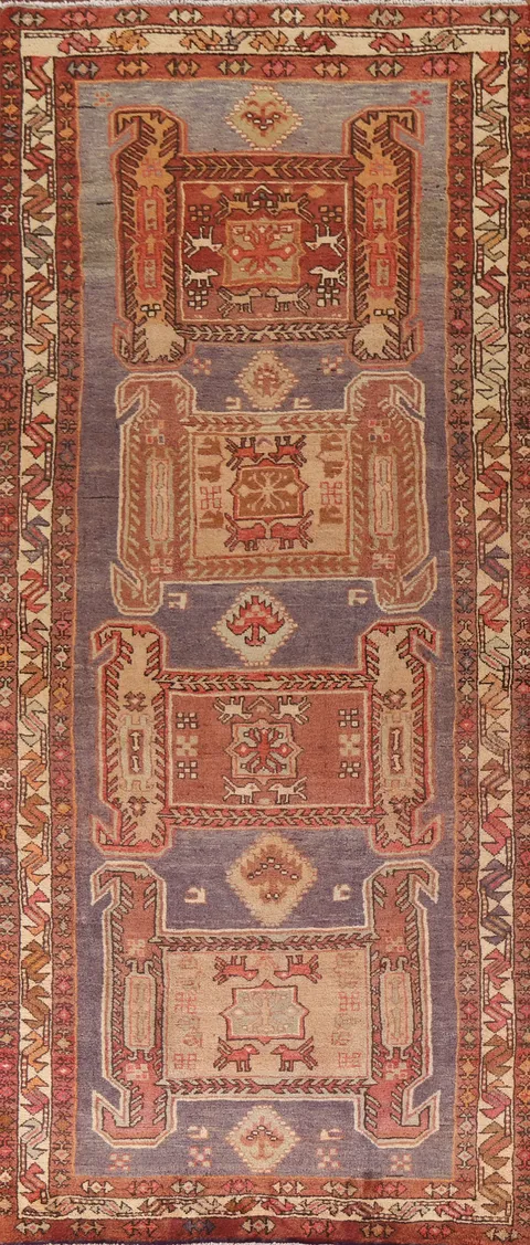 Tribal Wool Meshkin Persian Runner Rug 4x10