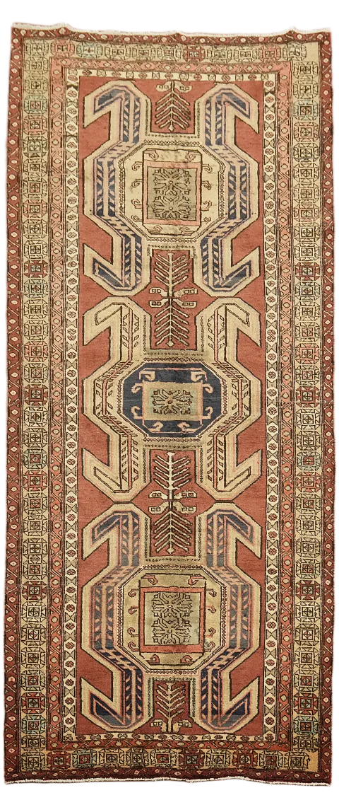 Geometric Meshkin Persian Runner Rug 4x10