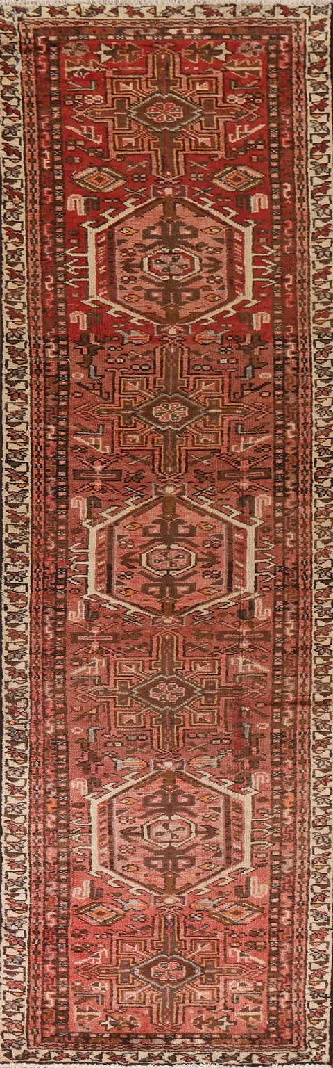 Tribal Geometric Gharajeh Persian Runner Rug 3x11