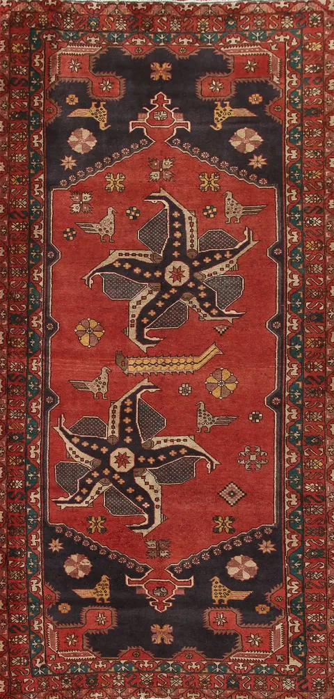 Animal Pictorial Ardebil Persian Runner Rug 4x10