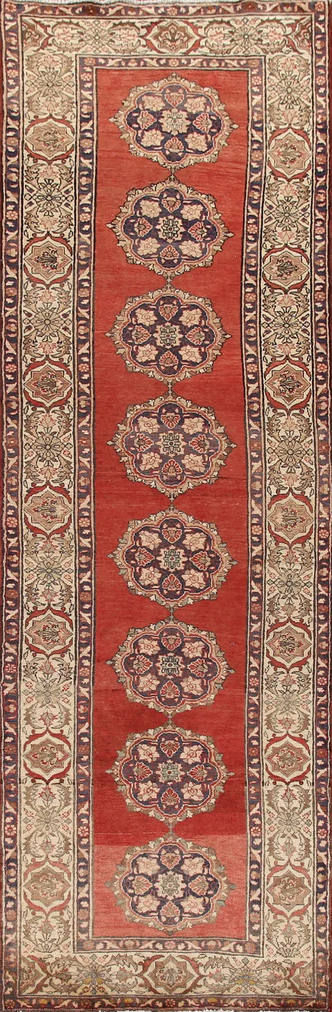 Geometric Wool Tabriz Persian Runner Rug 3x13
