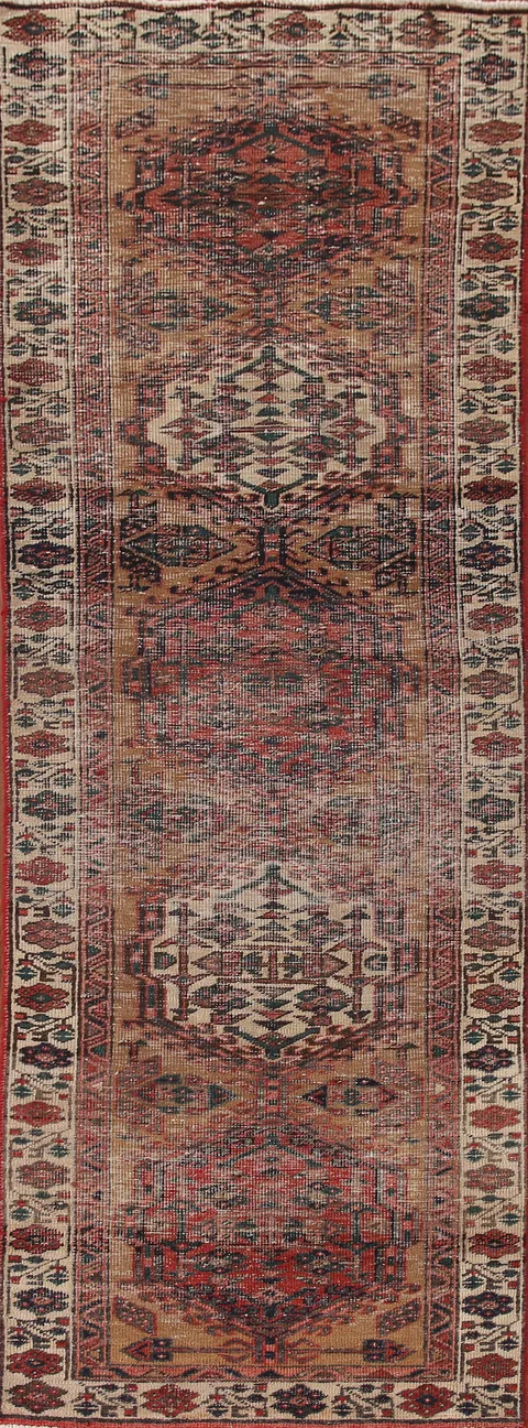 Antique Distressed Ardebil Persian Runner Rug 3x10