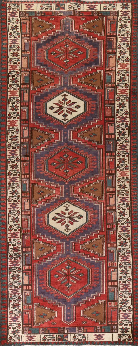 Vintage Wool Ardebil Persian Runner Rug 3x11