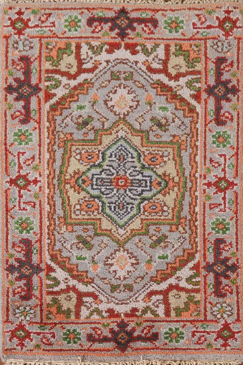 Gray Wool Heriz Serapi Indian Rug 2x3