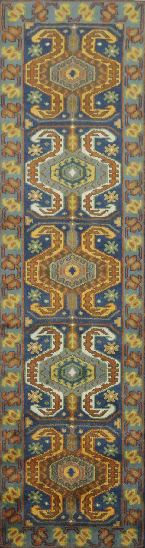 Geometric Kazak Indian Runner Rug 3x10