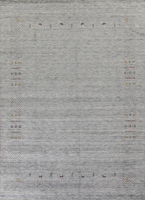 Ivory & Blue Gabbeh Oriental Area Rug 9x12
