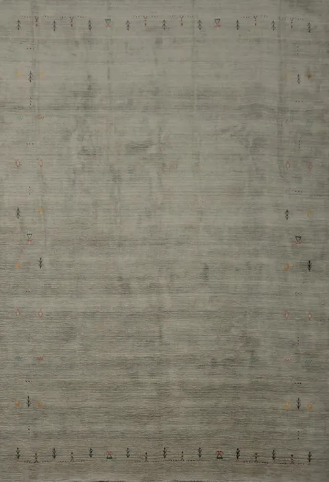 Minimalist Gabbeh Area Rug 8x10 with Subtle Border Accents
