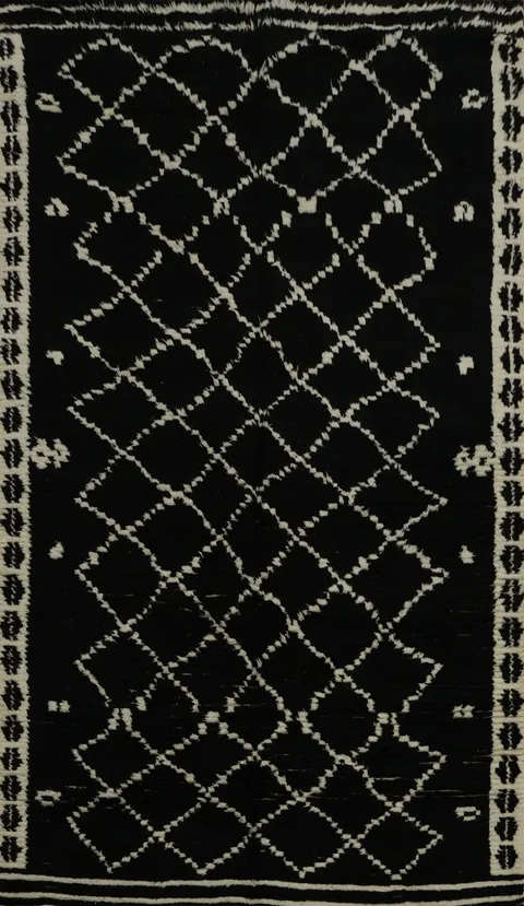Black Plush Moroccan Indian Area Rug 5x8