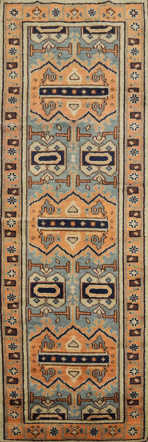 Geometric Heriz Serapi Indian Runner Rug 3x8
