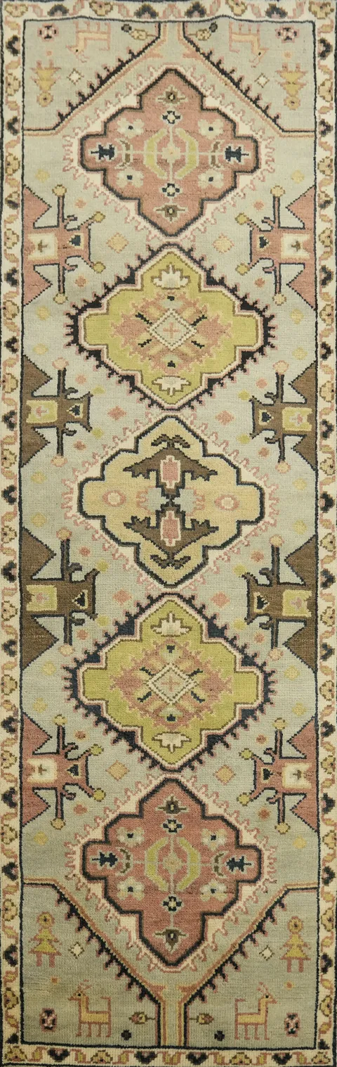 Geometric Kazak Indian Runner Rug 2x8