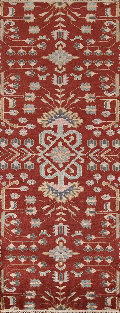 All-Over Kazak Indian Runner Rug 3x8