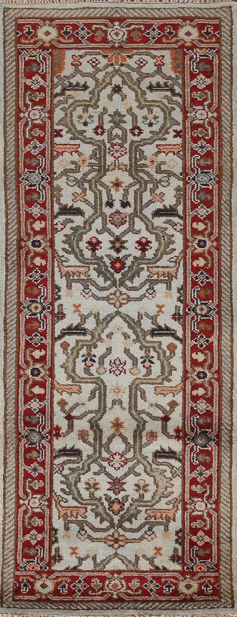Handmade Heriz Serapi Indian Runner Rug 3x8