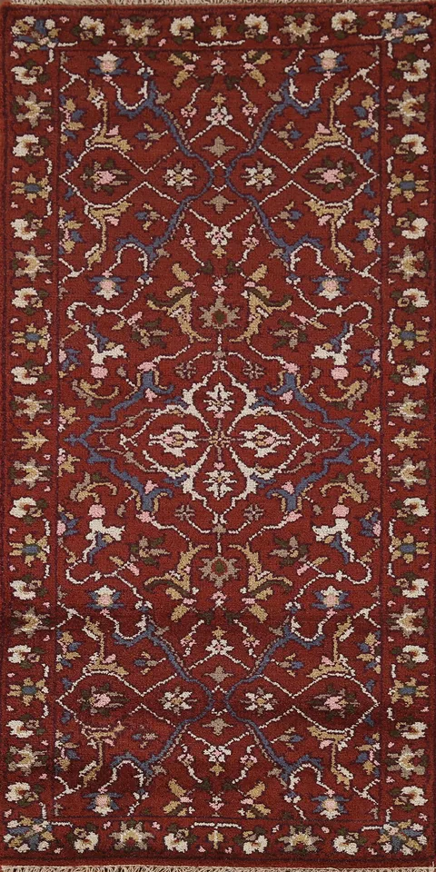 All-Over Orange Heriz Serapi Indian Rug 3x6