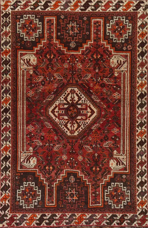 Handmade Wool Qashqai Persian Area Rug 5x8