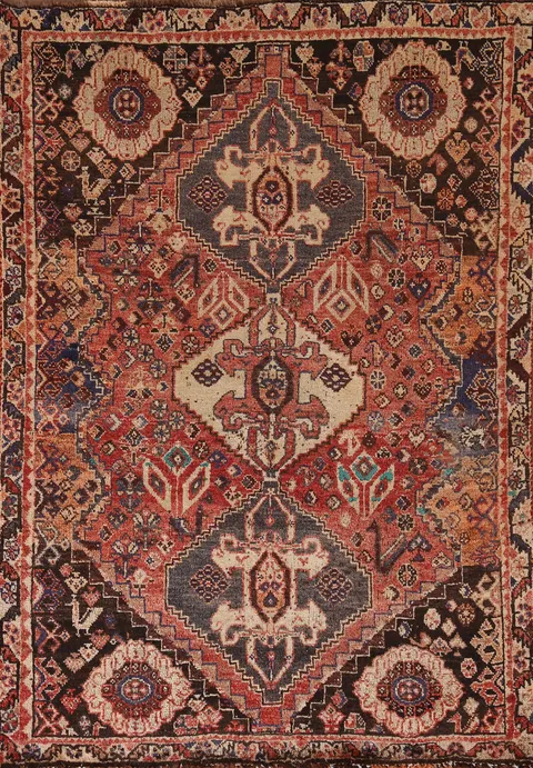 Tribal Vintage Shiraz Persian Rug 4x6