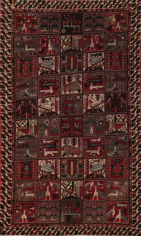 Animal Pictorial Bakhtiari Persian Area Rug 5x9