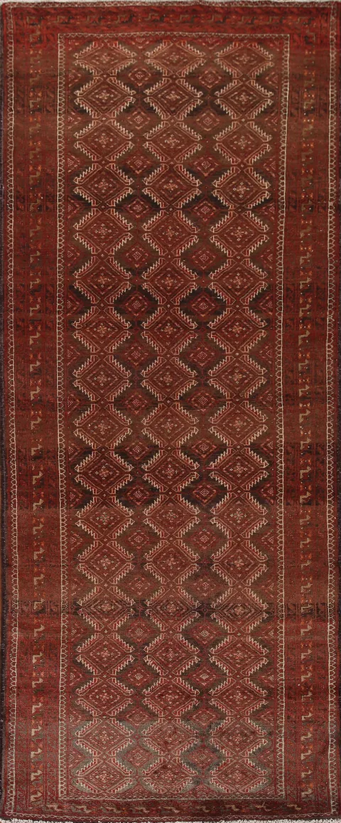 Geometric Balouch Persian Runner Rug 3x9