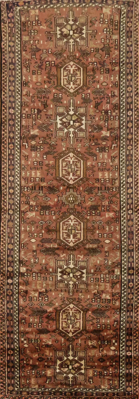 Tribal Wool Gharajeh Persian Runner Rug 3x9