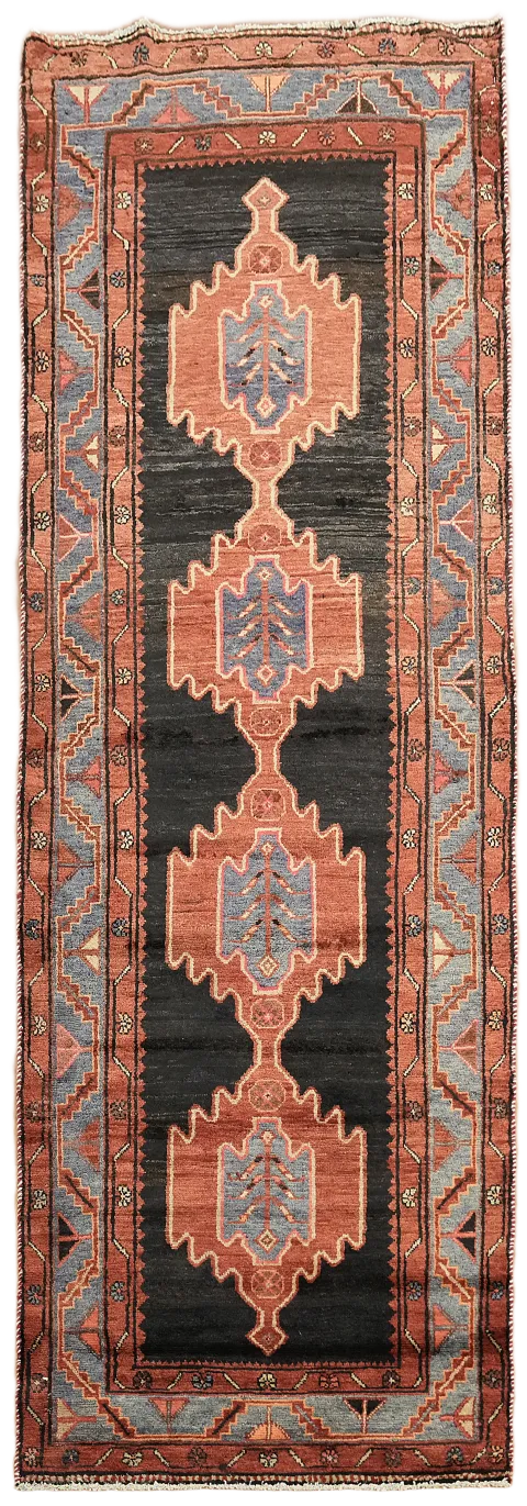 Geometric Hamedan Persian Runner Rug 3x10