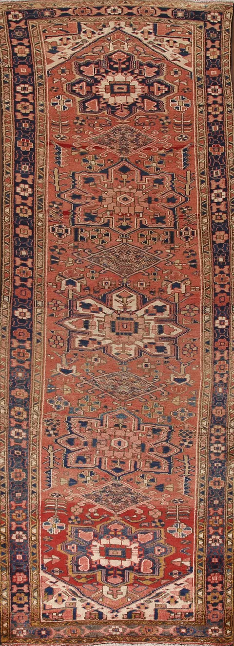 Geometric Heriz Persian Runner Rug 3x11