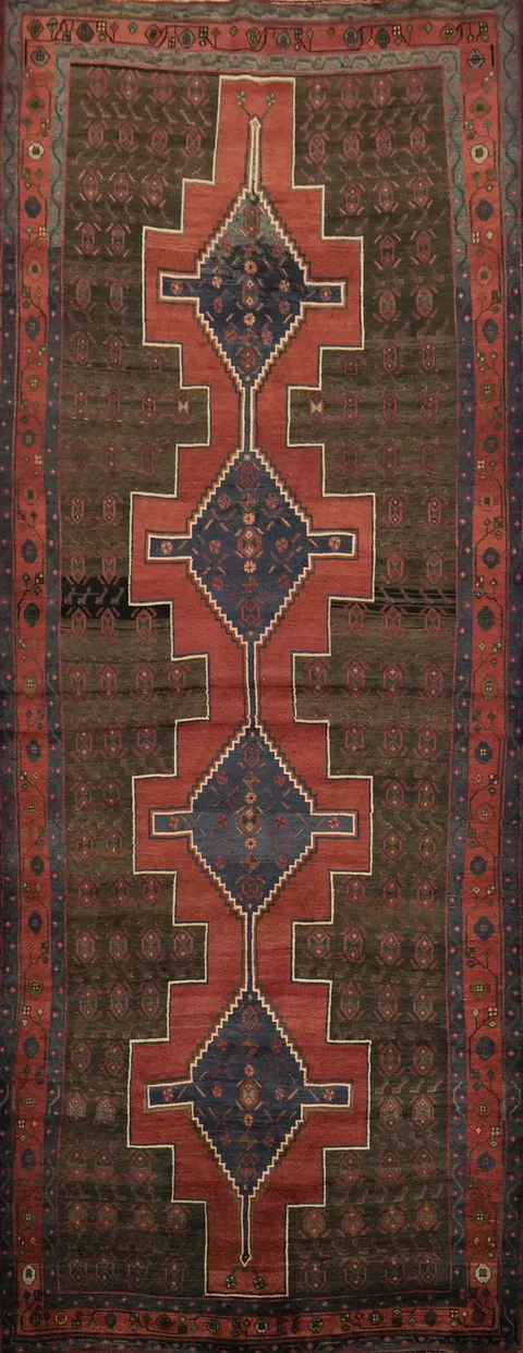 Geometric Hamedan Persian Area Rug 5x13