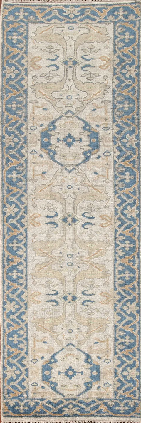 Handmade Oushak Indian Runner Rug 3x10
